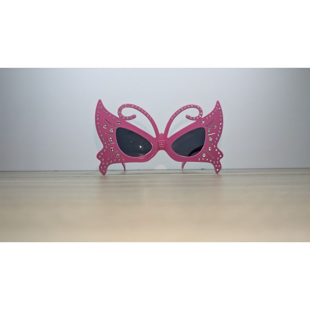 Girls Pink Butterfly Sunglasses Rhinestone Costume Dress Up Party Glasses
